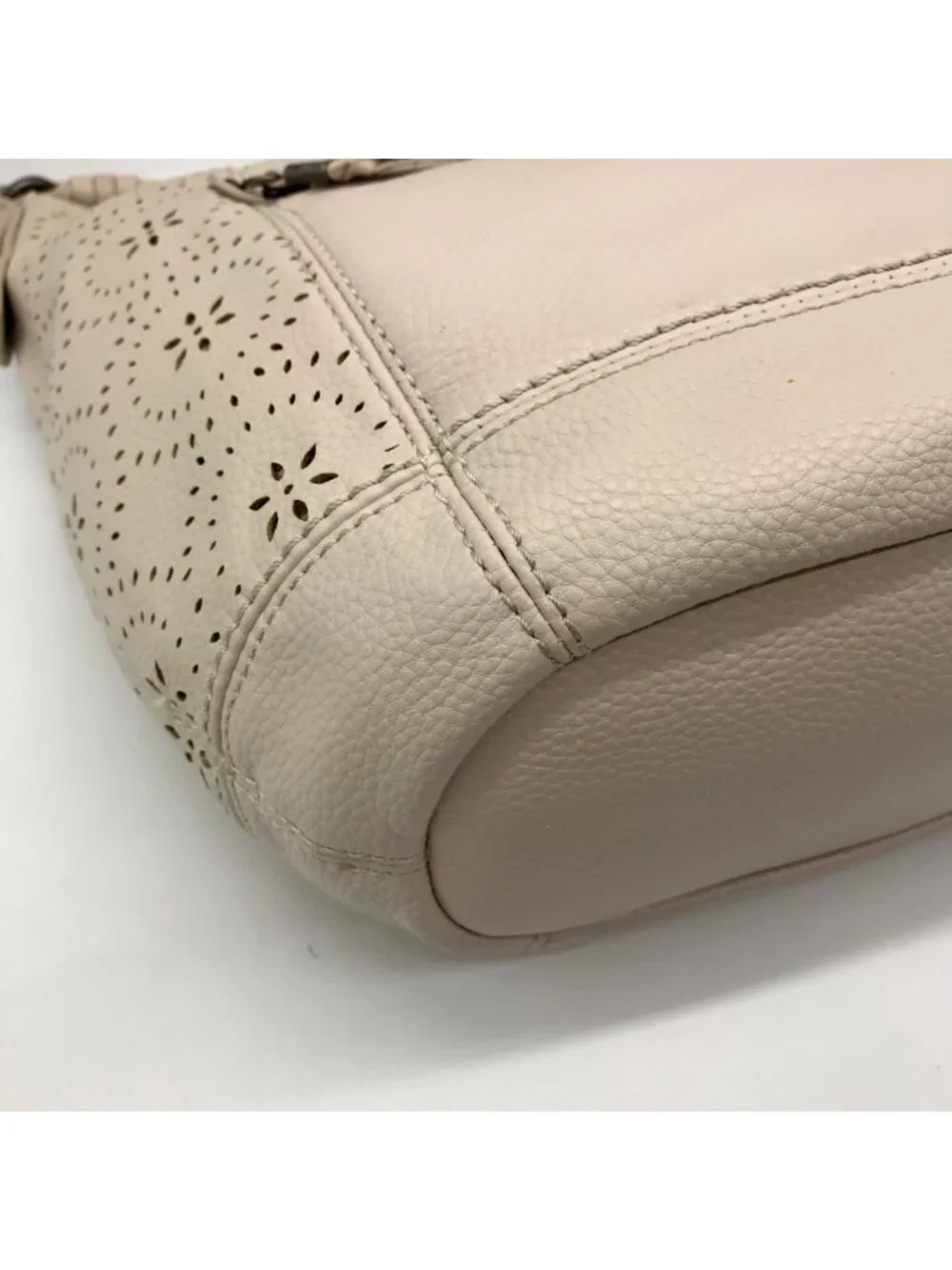The Sak Off-White Perforated Leather Sequoia Hobo Bag